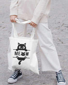 Canvas Tote Bag: Meow