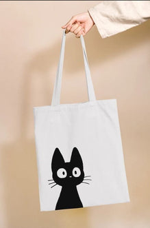 Canvas Tote Bag: black cat