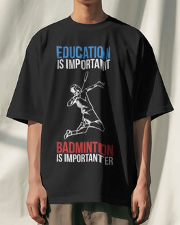 Unisex Short Sleeve T-Shirt: Badminton over Education